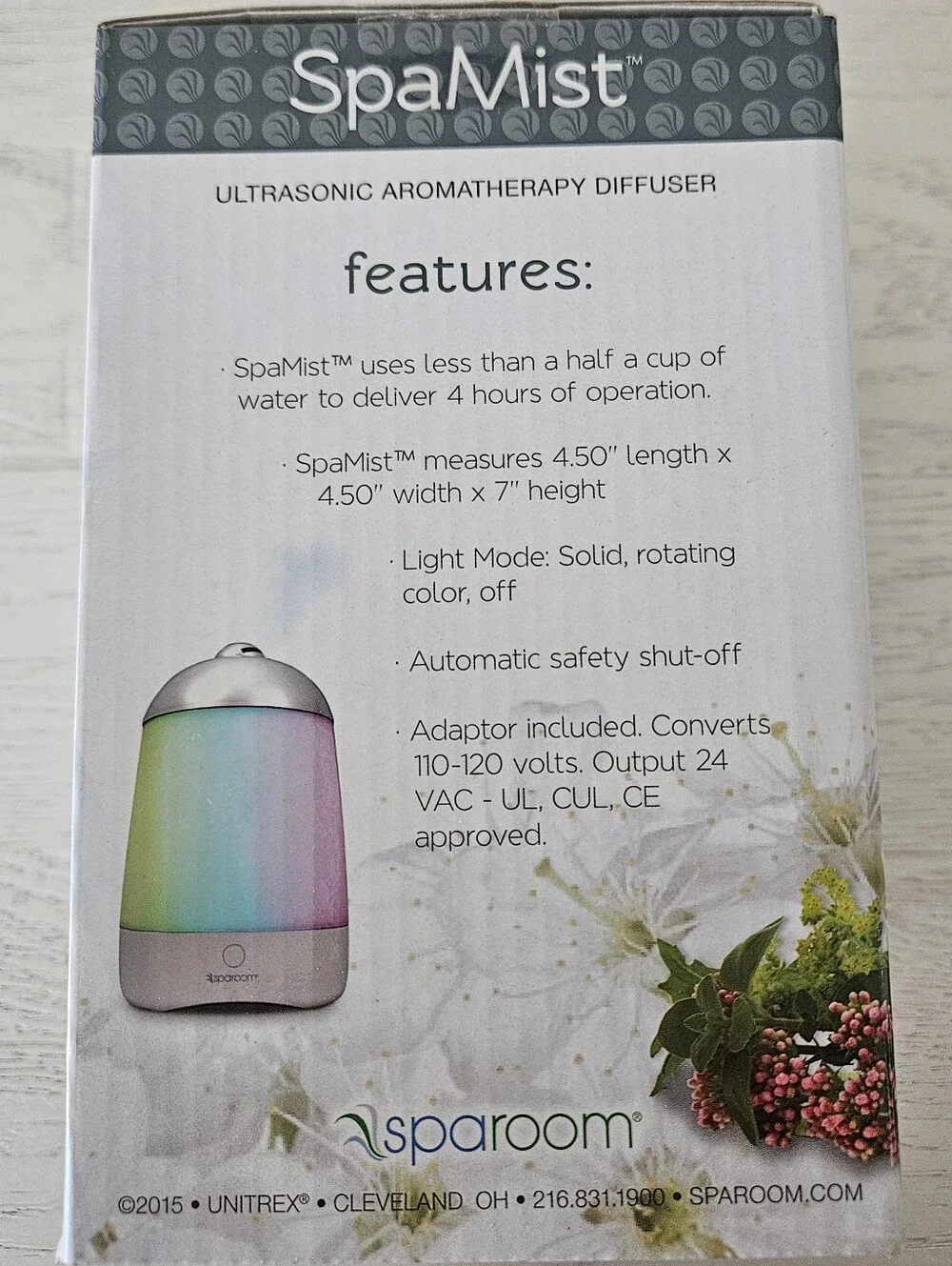 SpaRoom SpaMist Ultrasonic Aromatherapy Diffuser + Oil New Open Box